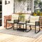 3 Piece Black Rattan Bistro Set with Beige Cushions and Glass Table